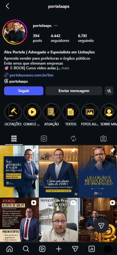 Instagram Oficial @portelaaps - Consultoria e Dicas de Licitações